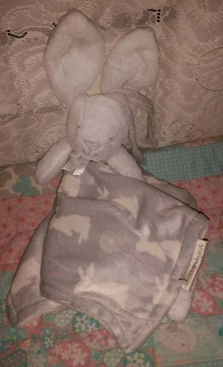 Blankets And Beyond Lovey White Gray Bunny Baby Security Blanket Rabbits Rare