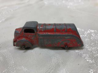 Vintage Metal Red Tootsie Toy Fuel Oil Carrier Truck Antique