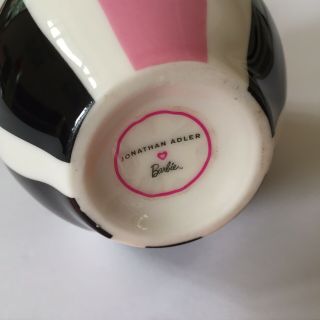 Rare Limited Edition Barbie Loves Jonathan Adler Vase Black Pink 2 Bulb Curvy 6” 2