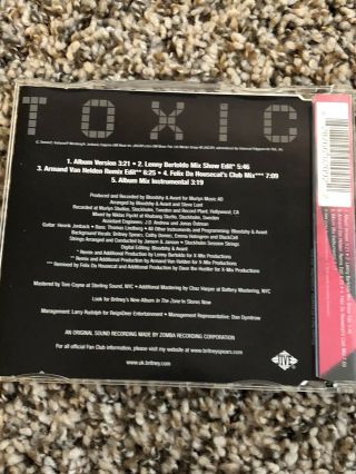 Britney Spears Toxic CD Single 2004 Rare Jive Records In The Zone 2