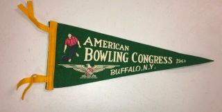 Vintage 1963 American Bowling Congress Buffalo,  Ny Pennant Rare 20” Collectors
