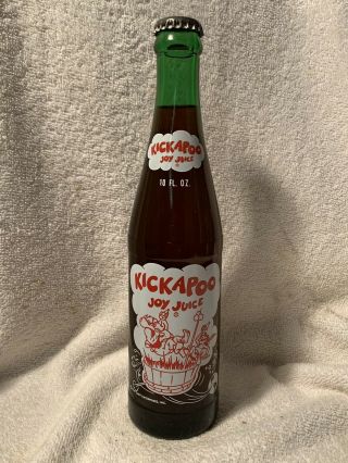 Rare Full 10oz Kickapoo Joy Juice Cherry Soda White Acl Soda Bottle