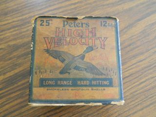 Vintage Rare Peters High Velocity Vietnam Era Us Property 00buck 12ga Ammo Box