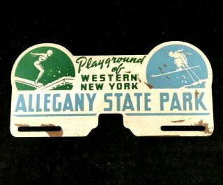 Vintage Allegany State Park License Plate Topper Rare Old Advertising Sign 1950s