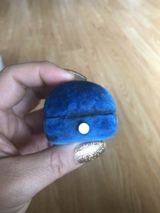 Vintage Antique Blue Velvet Ring Box