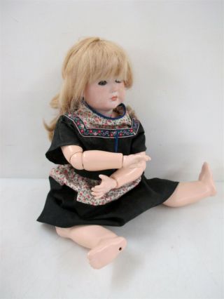 Antique Simon & Halbig 19.  5 " Bisque Head Doll Jointed Blonde Blue Eyes W/ Dress