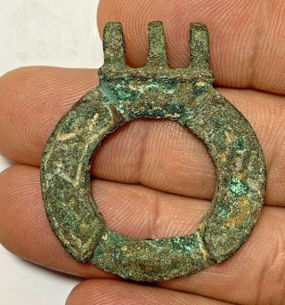 Scarce Circa 1000ad Viking Era Norse Bronze Hammer Pendant Rare 18.  4gr 40.  3mm