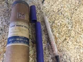Antique Dazey Churn Mfg Co Tube With Floating German Dairy Thermometer