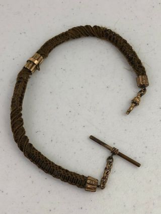 Antique Victorian Gold Filled Human Hair Mourning Watch Chain