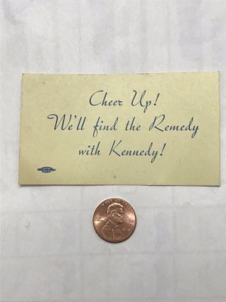 John F Kennedy,  Campaign 1960 Business Card Very Rare With Dnc Marking