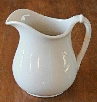Antique Homer Laughlin White Ironstone Pitcher Ewer Date Code 43l Very Good 7 " T