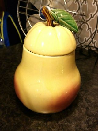 Vintage Mccoy Usa Blushing Pear Cookie Jar W/lid 1950s - Fruit Rare