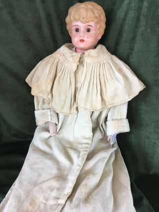 Antique Minerva 8 Germany Tin Head Doll Glass Eyes,  Open Mouth Teeth,  Cloth Body