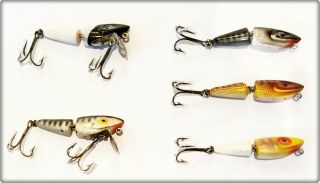 5 Tough Jenson Zipper Minnow Lures Made In Tx 1950s