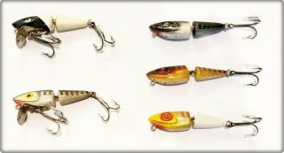5 Tough Jenson Zipper Minnow Lures Made In TX 1950s 2