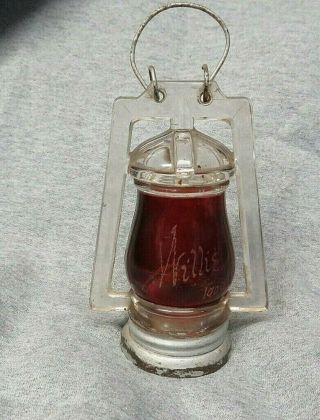 Antique Souvenir Candy Container Ruby Glass Lantern Rare 1909 Complete