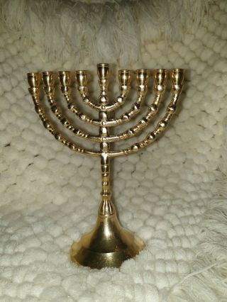 Antique Jewish 7 Arm Solid Brass Menorah Candelabra