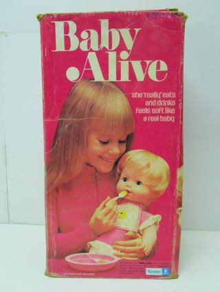 Vintage 1973 Kenner Baby Alive Doll with Accessories and Box 2