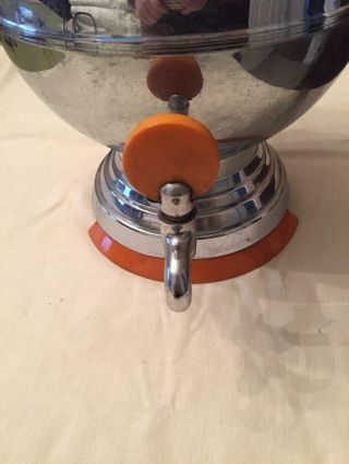 Vintage Art Deco Chrome Bakelite Ball Coffee Maker Pot Percolator Butterscotch 3