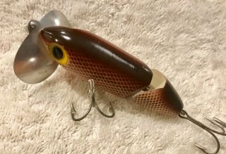 Fishing Lure Fred Arbogast Rare Brown Scale 5/8 Jointed Jitterbug Tackle Bait