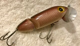 Fishing Lure Fred Arbogast Rare Brown Scale 5/8 Jointed Jitterbug Tackle Bait 2