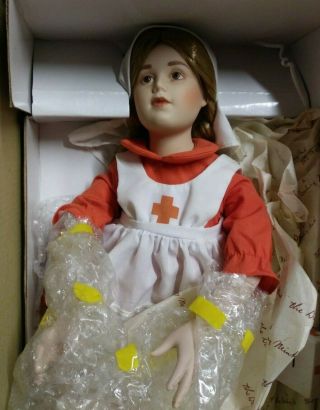 Porcelain Nurse Doll Norman Rockwell’s Young Ladies Red Cross Dog Danbury