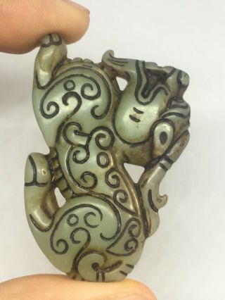 1.  2 Inches Domineering Hand - Carved Jade Necklace Pendant St.  Beast Lucky Amulet
