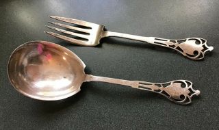 Rare Vintage Watson Putman Sterling Silver Serving Spoon And Fork Not Scrap