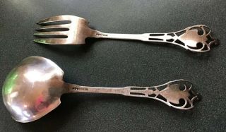 Rare Vintage Watson Putman Sterling Silver Serving Spoon And Fork Not Scrap 2
