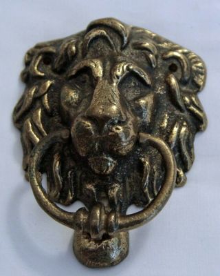 Vintage Solid Brass Lions Head Door Knocker Heavy