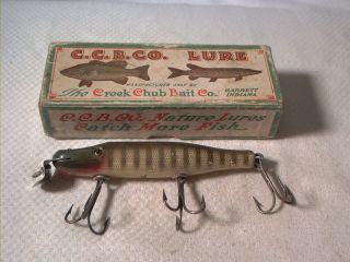 Vintage Old Wood Fishing Lure Creek Chub Pikie Pike Scale Ge W/ Box