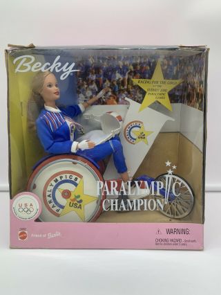 Vintage Barbie Becky Paralympic Champion Nib 1999 By Mattel