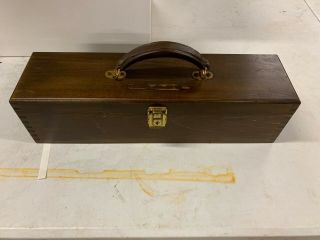 Vintage Handmade Wood Wooden Tackle Box W/ Leather Handle Dovetailed