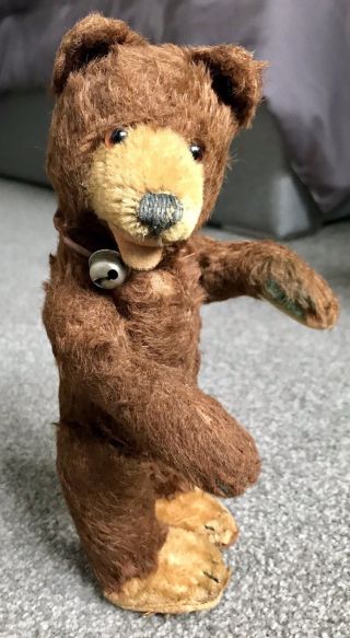 Early Rare Antique 9inch Mohair Brown “teddy Baby " Bear No Id W/bell For Linda