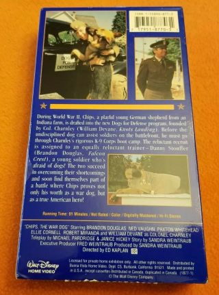 Chips The War Dog VHS rare OOP Not On DVD Walt Disney Home Video William Devane 3