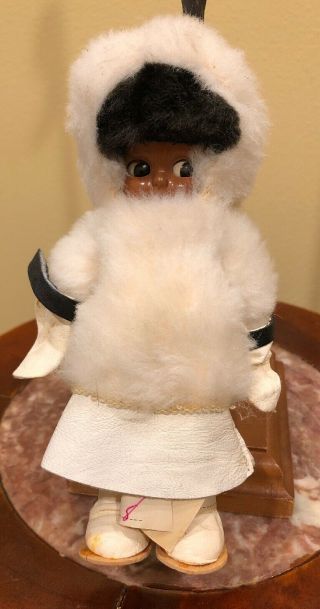 Vintage Indian Eskimo Doll Hand Made In Minnesota,  7 Inches Tall.