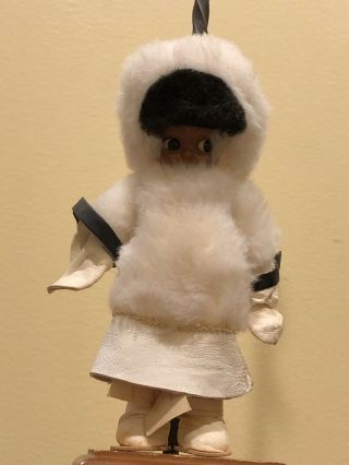 Vintage Indian Eskimo Doll Hand Made In Minnesota,  7 Inches Tall. 2