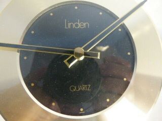 Linden Quartz Round Mid Century Modern Glass and Brass Wall Clock 11 Inch Round 2