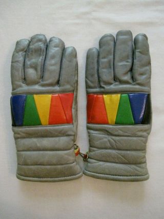 Vintage Kombi Leather Gray Rainbow Gloves Rare Men 