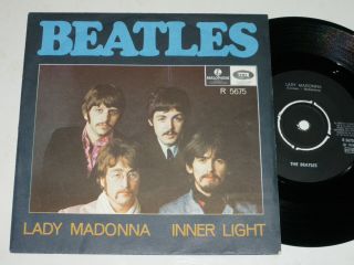 Very Rare The Beatles Single 45 Lady Madonna Parlophone Sweden Exc/exc