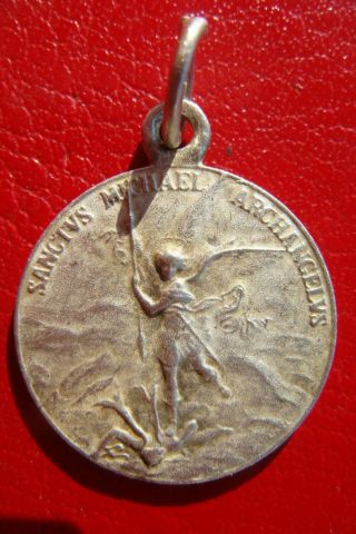 Saint Archangel Michael Rare Old Vintage Italy Religious Silver Medal Pendant
