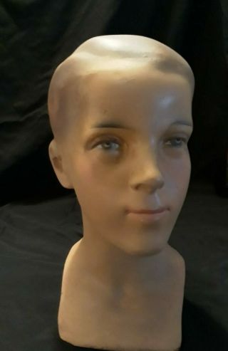 Rare French Mannequin 13 " Tall Head Bust In Very Good Vintage 1940s