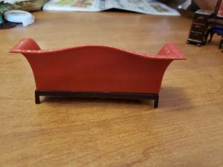 Vintage Red RENWAL Dollhouse Miniature Sofa Couch Plastic Furniture 2