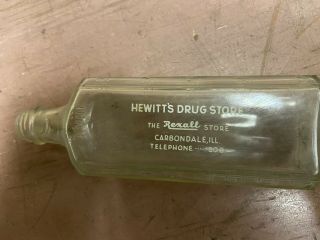 Antique Medicine Bottle Hewitts Drug Store Carbondale Il Illinois 3