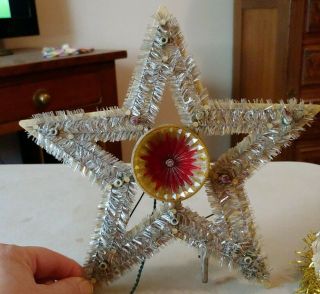 Rare Made In Italy Vintage Christmas Tree Topper Star Lights Old Plastic 1950 