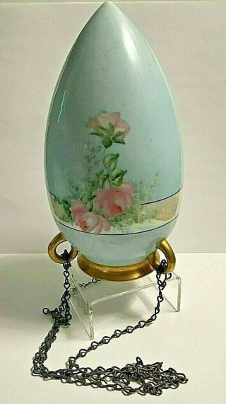 Antique Blue & Pink Limoges Gorgeous Hand Painted Hanging Planter Basket Vase