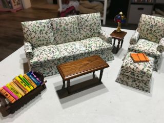 Vintage Dollhouse Living Room Set And Accessories