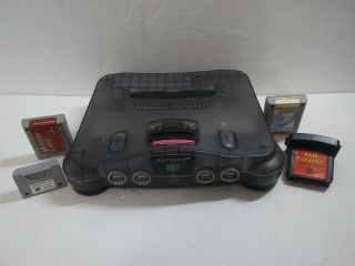 Nintendo 64 N64 Funtastic Smoke Grey Clear Black Console Only,  Memory /RAM Rare 3