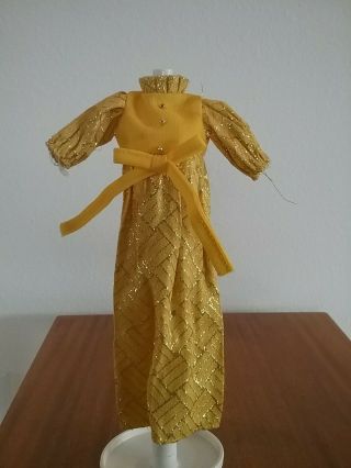 Vintage Barbie Clone Gold Metallic Yellow Dress