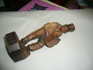 Rare Vintage Hand Carved Statue Of Man Playing Cajun Accordion,  7 " High Chiphat